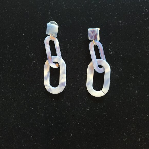 Molly Green Sea of Blue Earrings Blue & White Acrylic Ocean Inspired - Picture 3 of 5